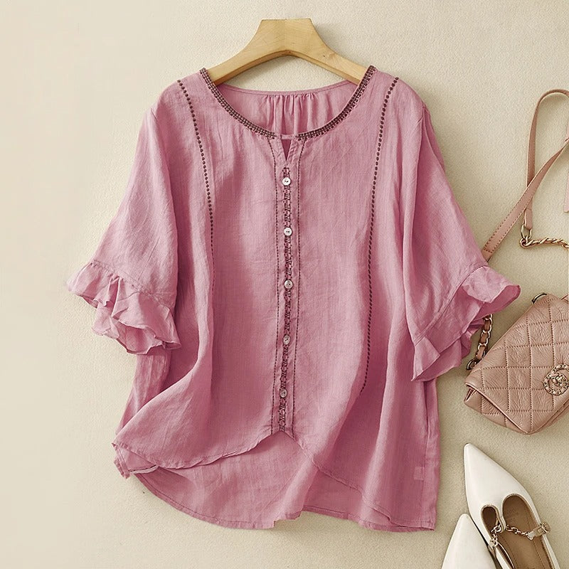 Gia | Pattern Ruffle Sleeve Blouse