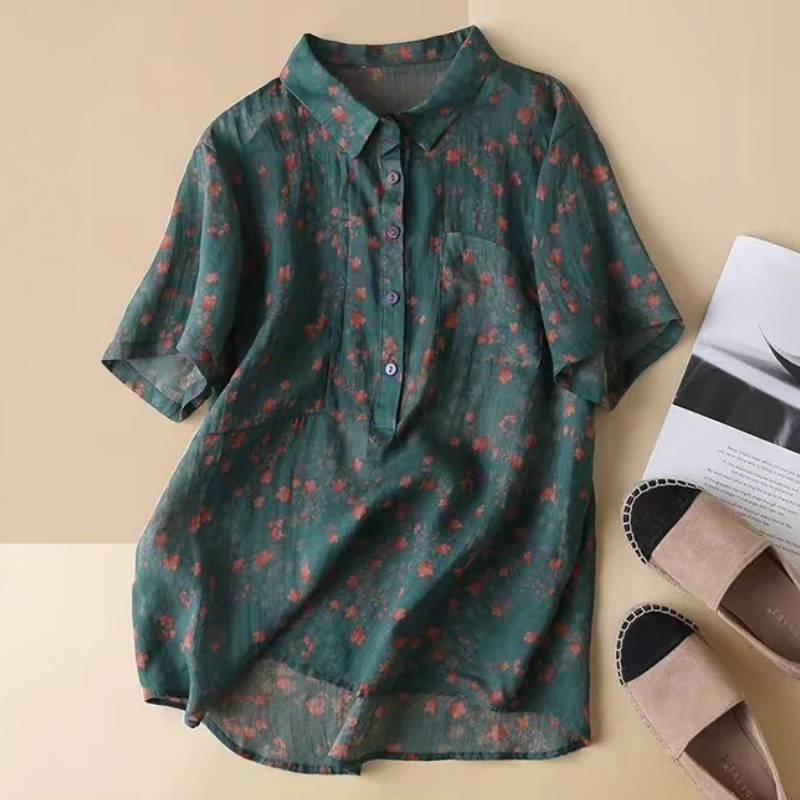 Annette | Floral Half-Placket Shirt