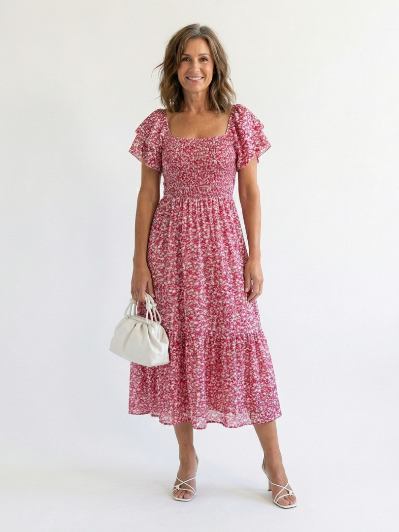 Odette | Off-Shoulder Smocked Midi Dress