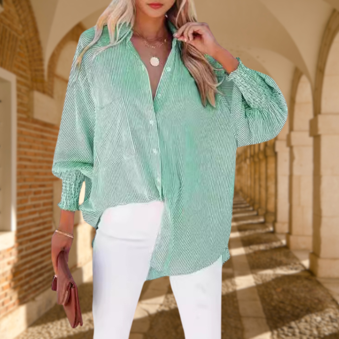Skye | Women's Striped Oversized Button-Down Shirt Long Sleeve