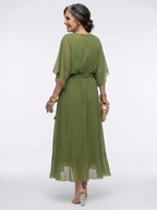 Elysia | Draped Waist-Tie Midi Dress