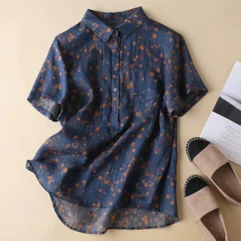 Annette | Floral Half-Placket Shirt