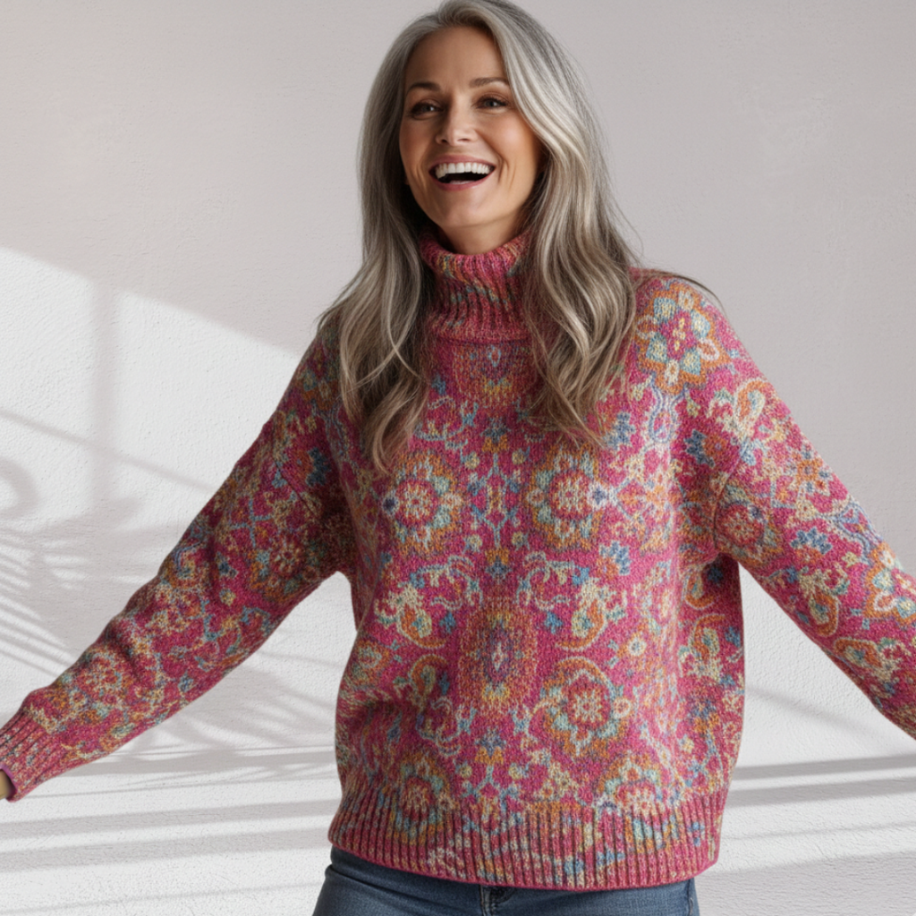 Florence - Floral Knit Turtleneck