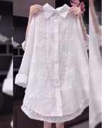 Annalise | Floral Solid Color Shirt with Dropped Shoulders