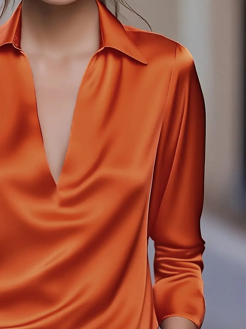 Eva | Premium V-Neck Satin Blouse