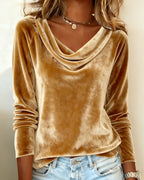 Taylor | Luxurious Velvet Drape-Neck Top