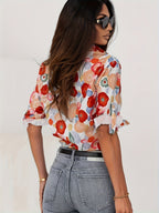 Poppy | Women's Floral Print Button-Down Long Sleeve Blouse