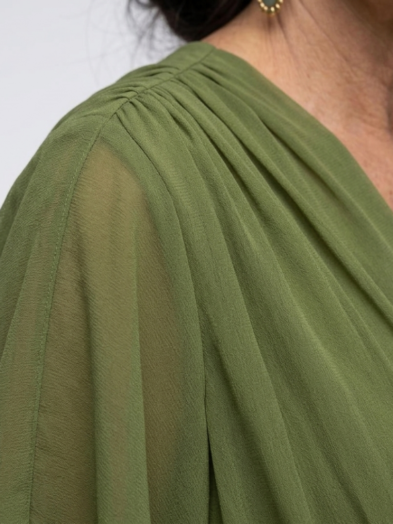 Elysia | Draped Waist-Tie Midi Dress