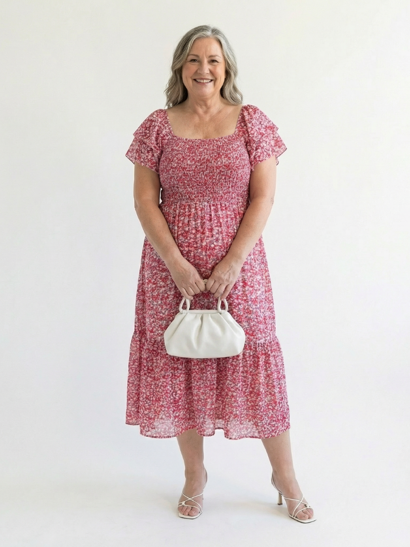 Odette | Off-Shoulder Smocked Midi Dress