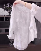 Annalise | Floral Solid Color Shirt with Dropped Shoulders