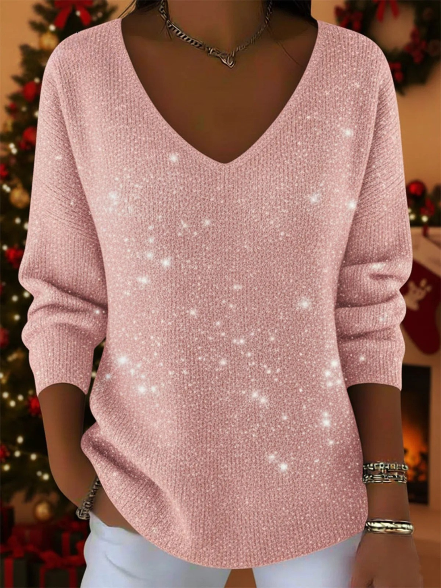 Georgia | Festive Jumper with V-Neck