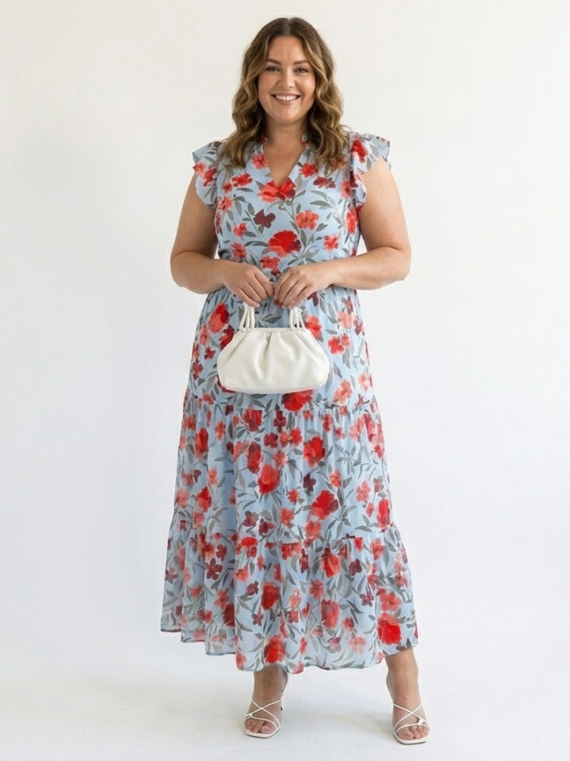 Lila | Floral Tiered Midi Dress