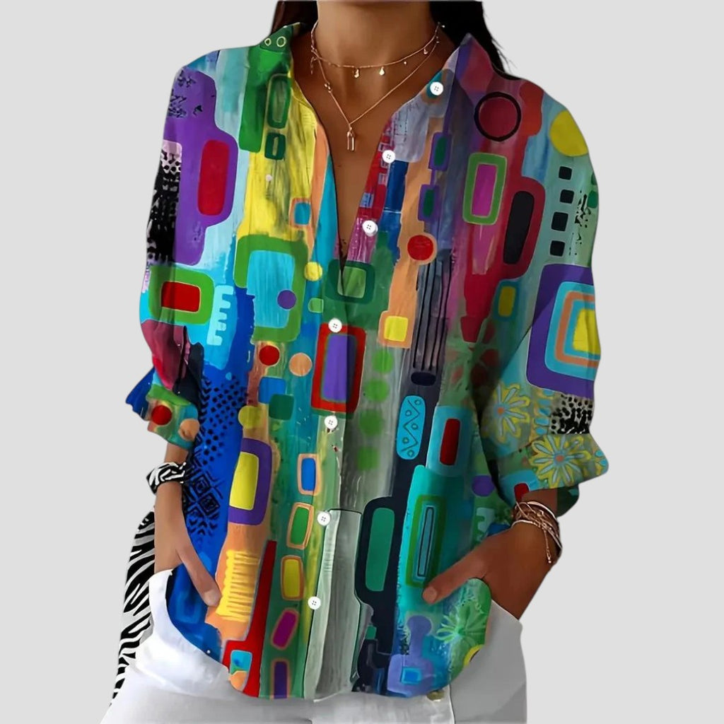 Marjorie | Elegant Blouse with Geometric Pattern