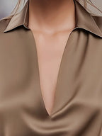 Eva | Premium V-Neck Satin Blouse