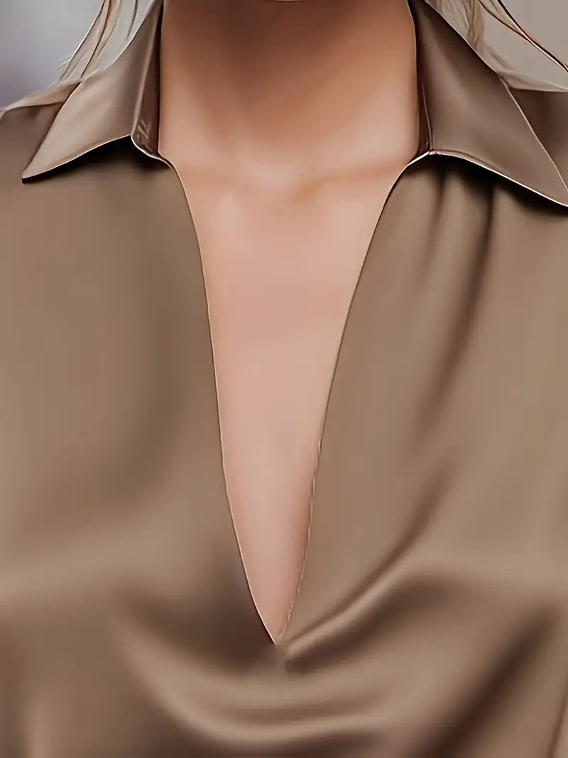 Eva | Premium V-Neck Satin Blouse