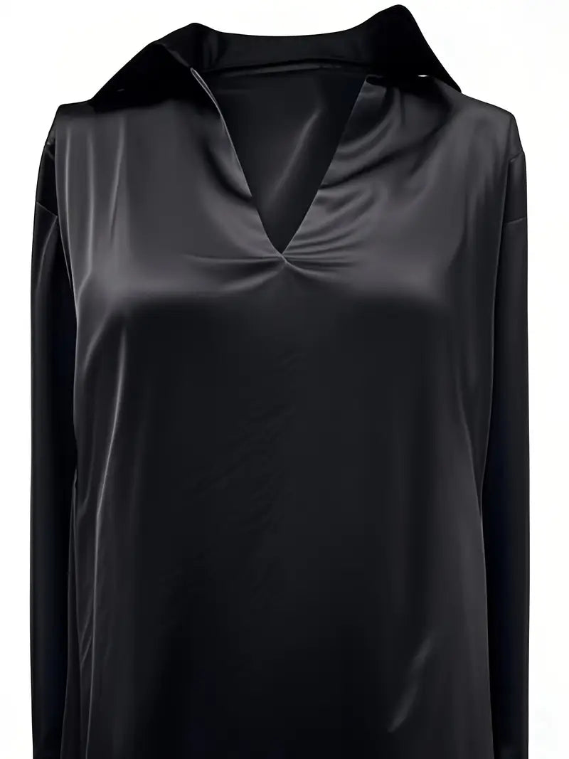 Eva | Premium V-Neck Satin Blouse