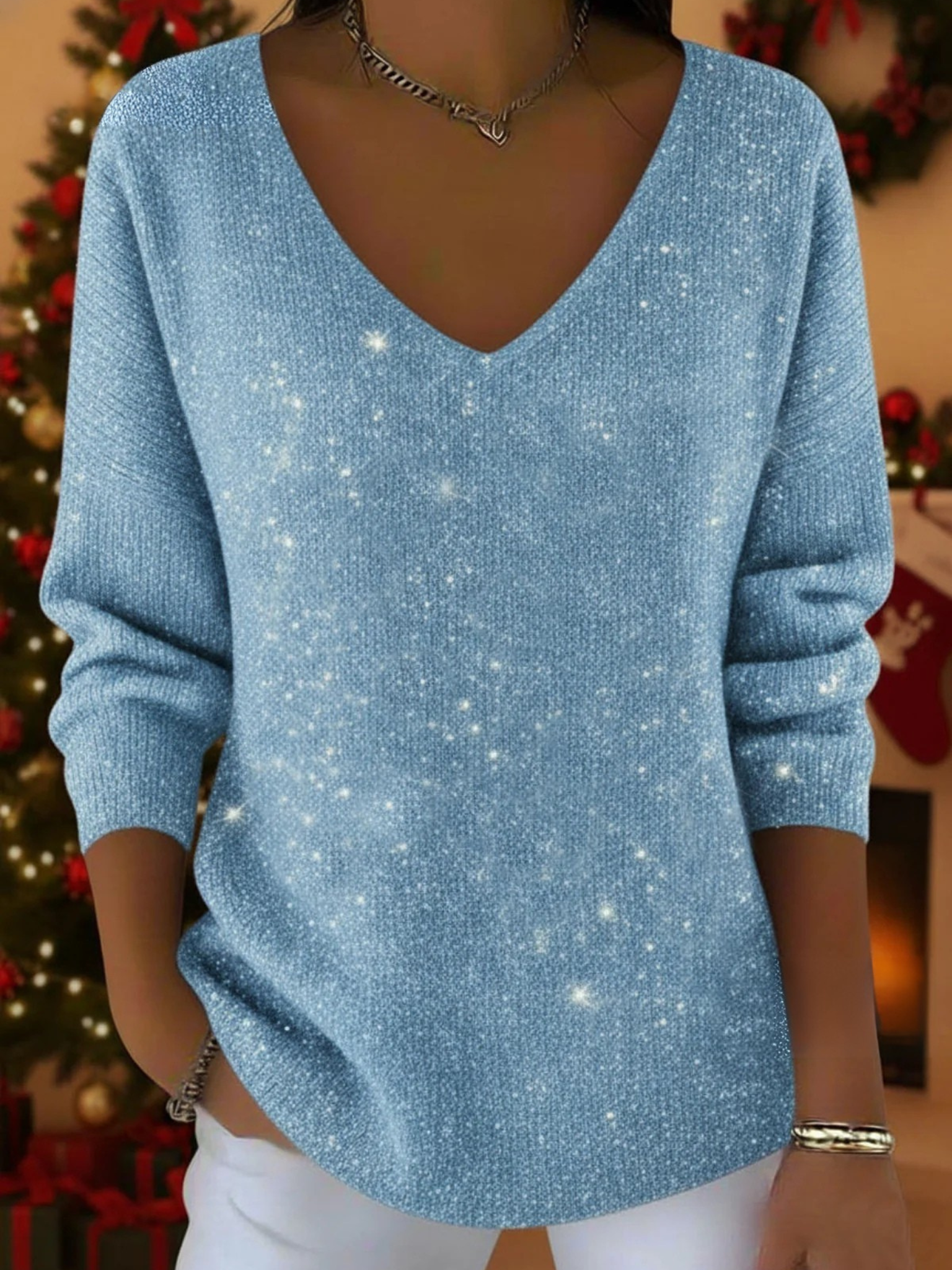 Georgia | Festive Jumper with V-Neck