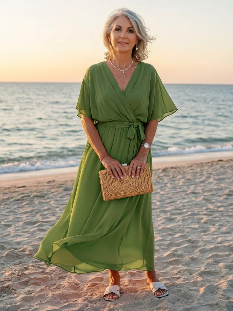 Elysia | Draped Waist-Tie Midi Dress
