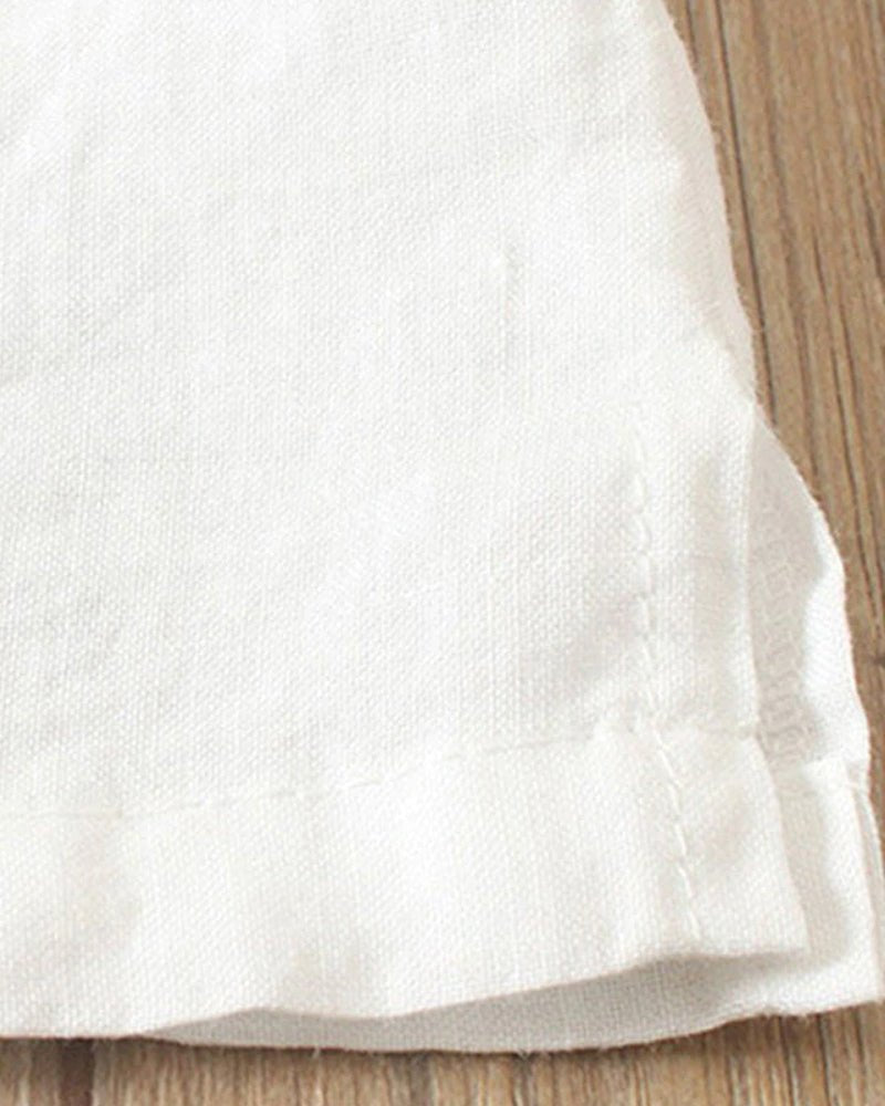 Linen | Women's Button Front Crew Neck Short Sleeve Casual Top