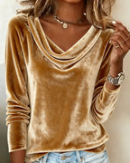 Taylor | Luxurious Velvet Drape-Neck Top