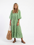Apolline | Three Quarter Sleeve Patterned Midi Dress