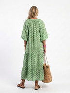 Apolline | Three Quarter Sleeve Patterned Midi Dress