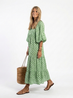 Apolline | Three Quarter Sleeve Patterned Midi Dress