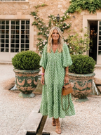 Apolline | Three Quarter Sleeve Patterned Midi Dress
