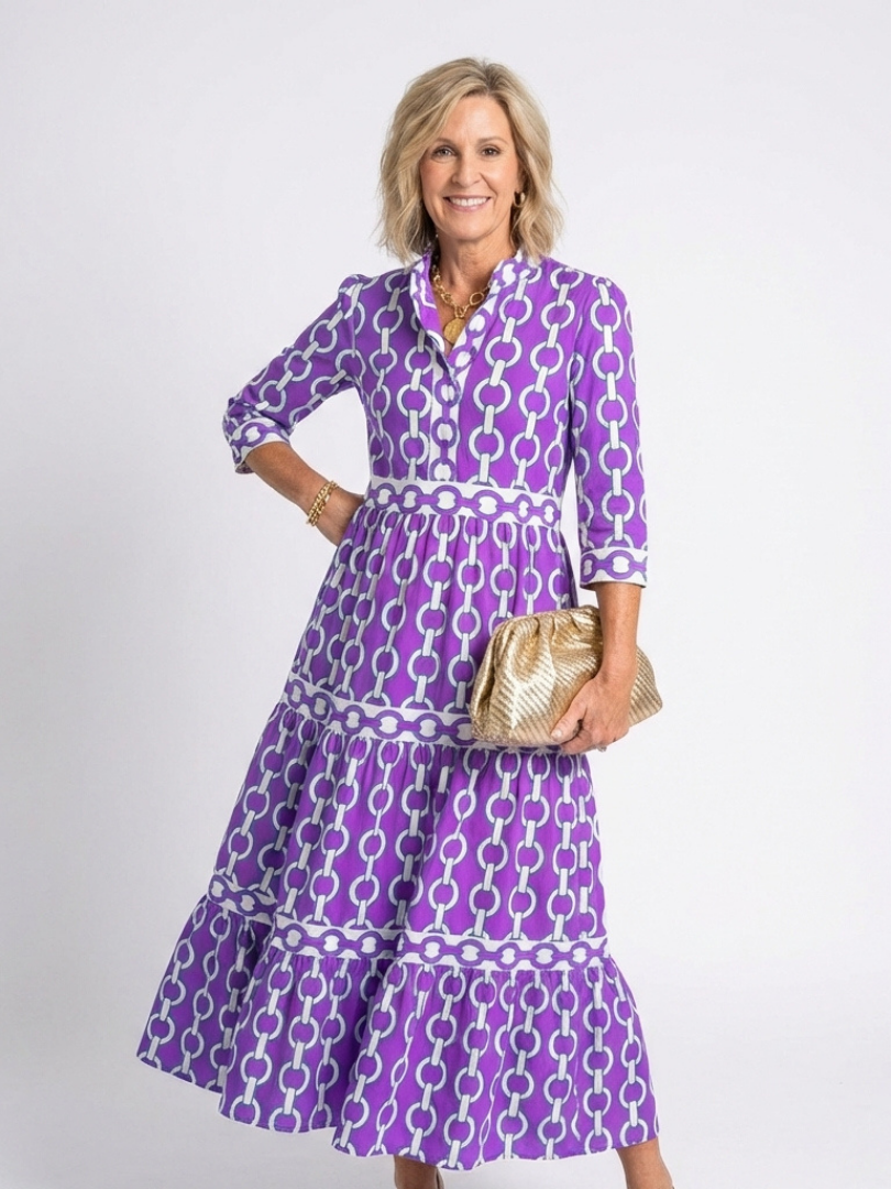 Ysolde | Chain Pattern Midi Dress