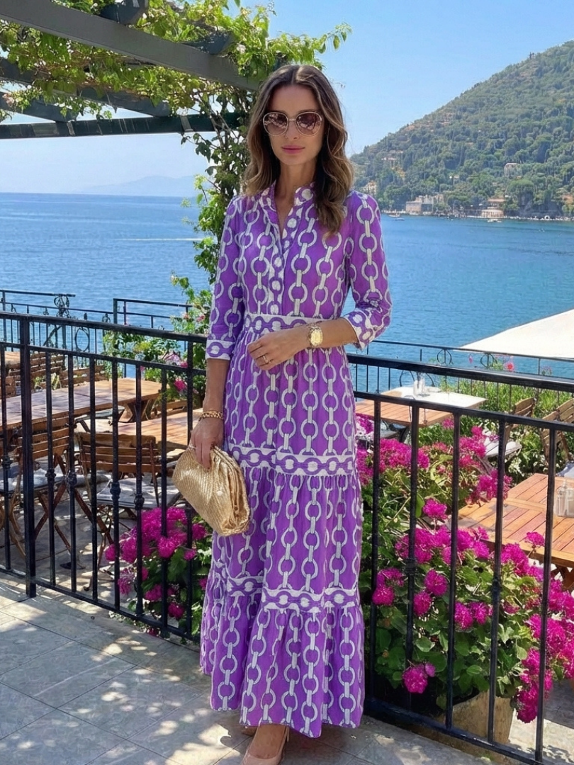 Ysolde | Chain Pattern Midi Dress