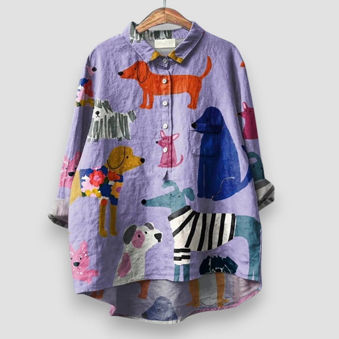 Georgie | Women's Shirt with Dog Print