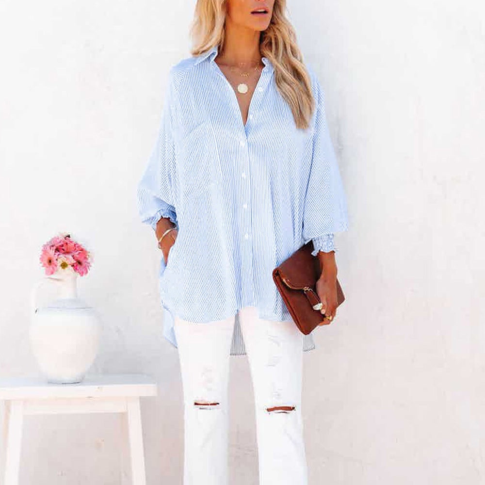 Skye | Women's Striped Oversized Button-Down Shirt Long Sleeve