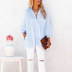 Skye | Women's Striped Oversized Button-Down Shirt Long Sleeve