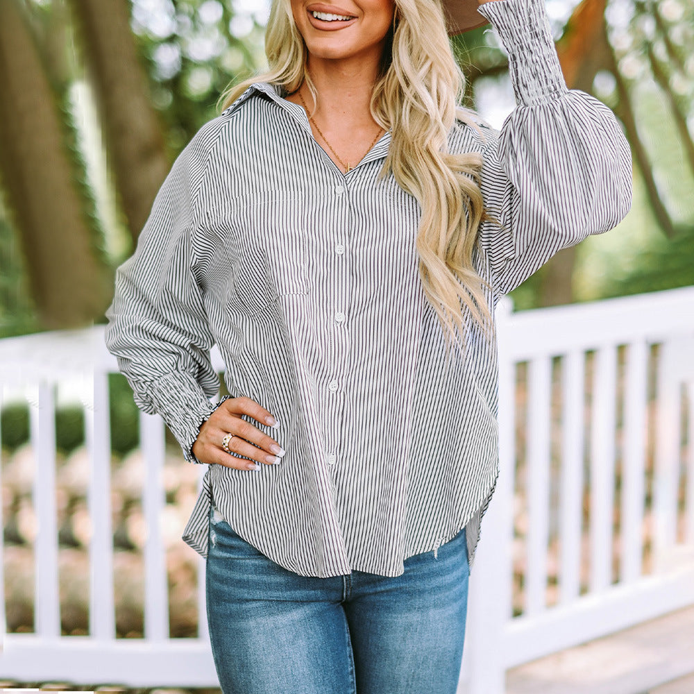 Skye | Women's Striped Oversized Button-Down Shirt Long Sleeve