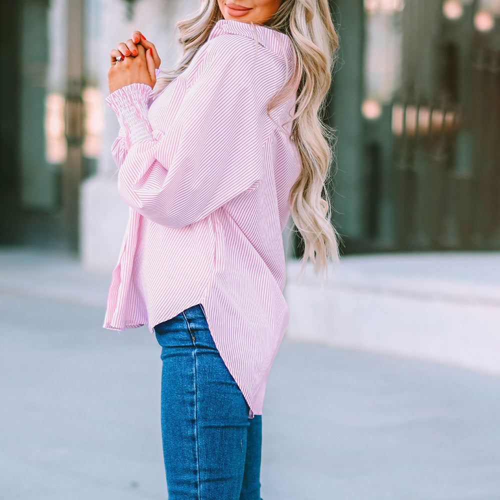 Skye | Women's Striped Oversized Button-Down Shirt Long Sleeve