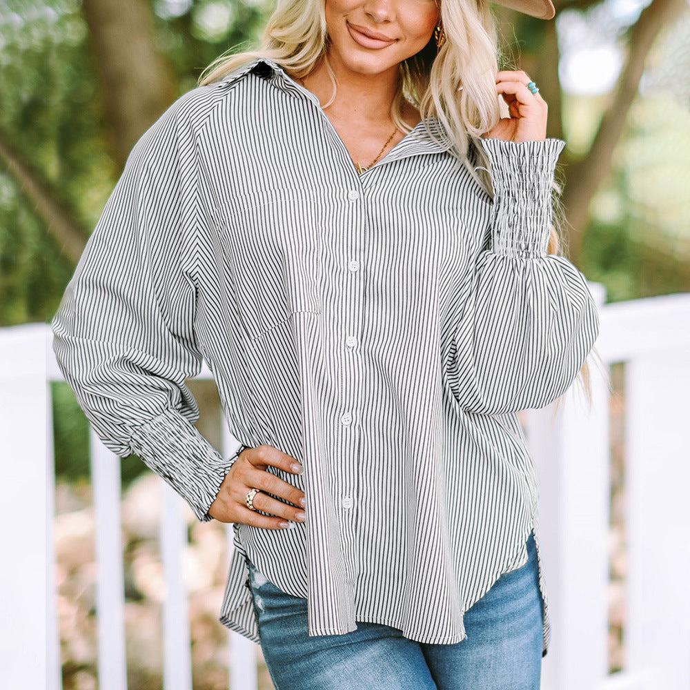 Skye | Women's Striped Oversized Button-Down Shirt Long Sleeve