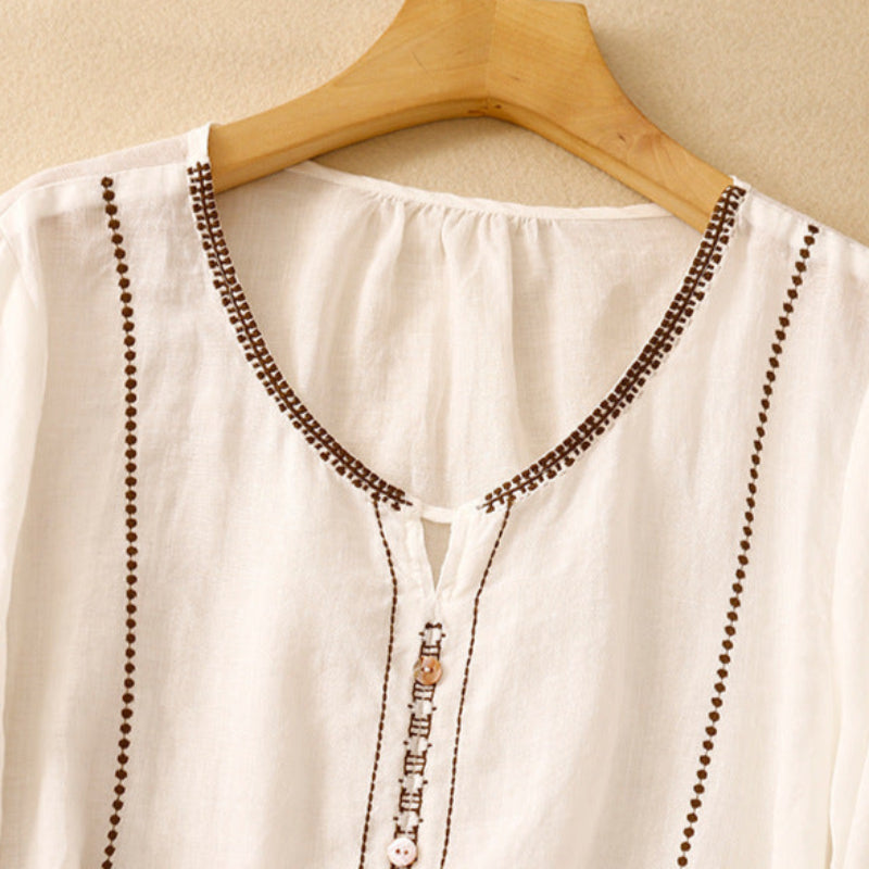 Gia | Pattern Ruffle Sleeve Blouse