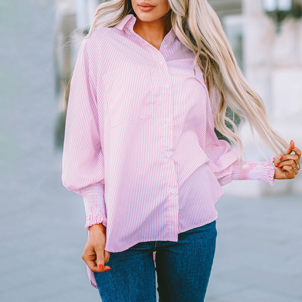 Skye | Women's Striped Oversized Button-Down Shirt Long Sleeve
