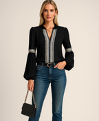 Monica | Vintage V-Neck Blouse