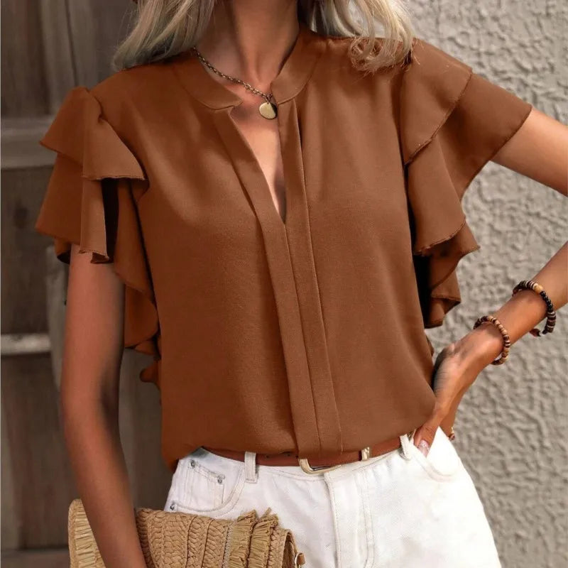 Amira | Chic Blouse with Elegant Ruffle Sleeves