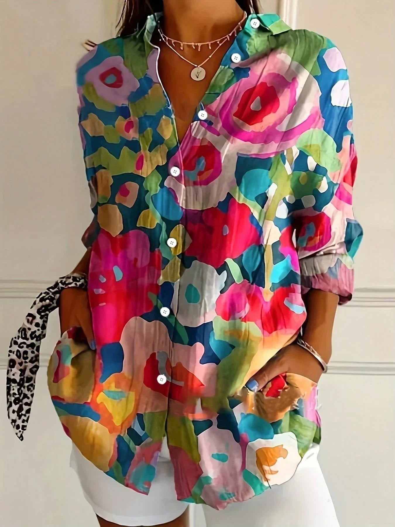 Terri | Colorful Blouse with Playful Print