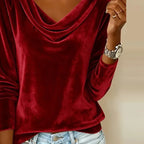 Taylor | Luxurious Velvet Drape-Neck Top