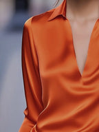 Eva | Premium V-Neck Satin Blouse