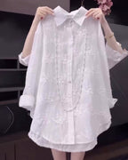 Annalise | Floral Solid Color Shirt with Dropped Shoulders