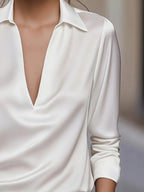 Eva | Premium V-Neck Satin Blouse