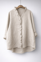 Sanelle | Elegant Ruffled Shirt in Cotton and Linen