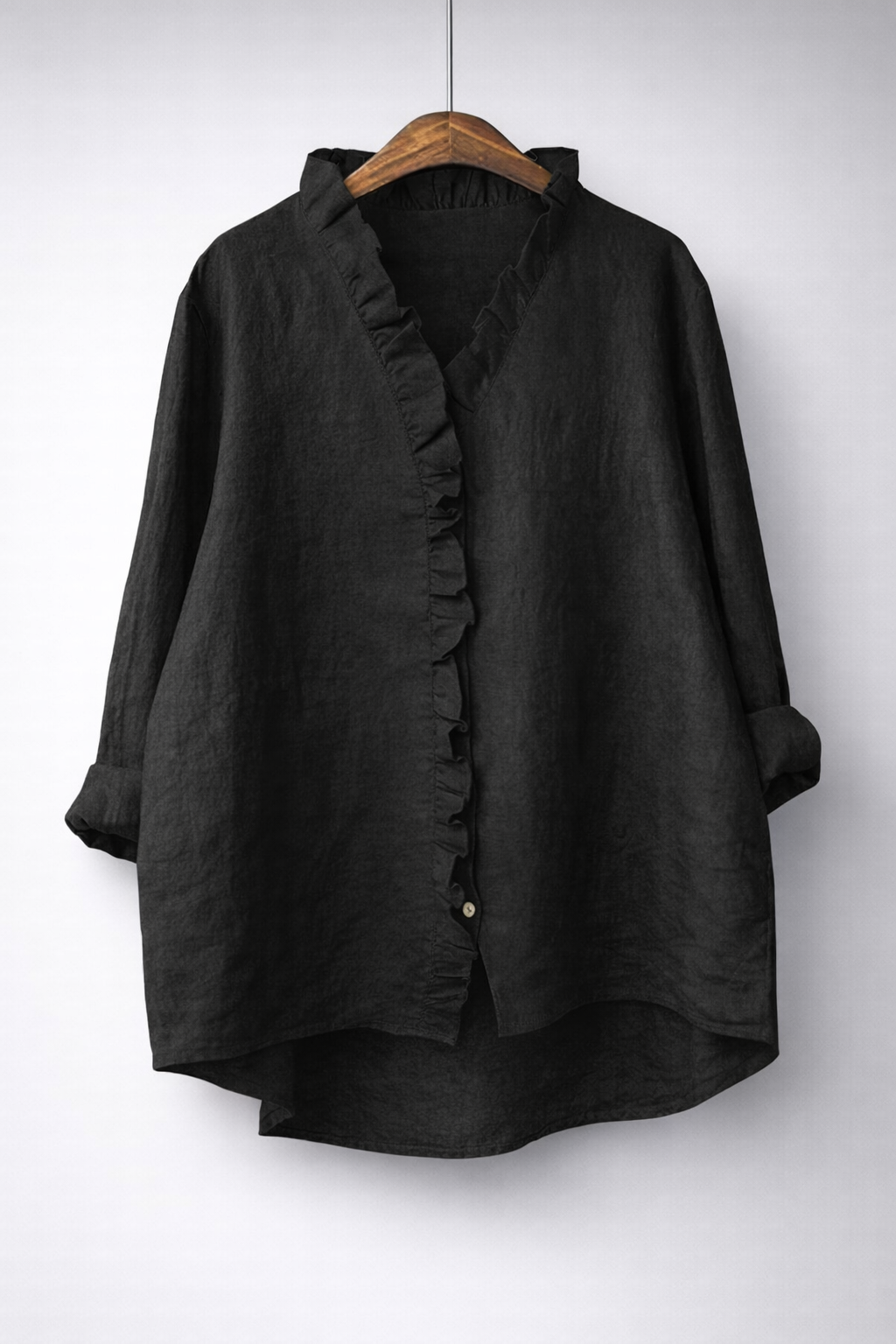 Sanelle | Elegant Ruffled Shirt in Cotton and Linen