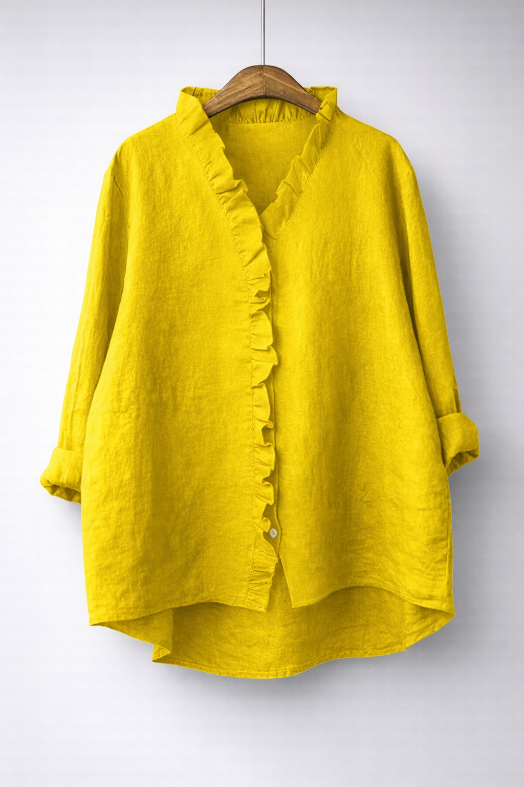 Sanelle | Elegant Ruffled Shirt in Cotton and Linen