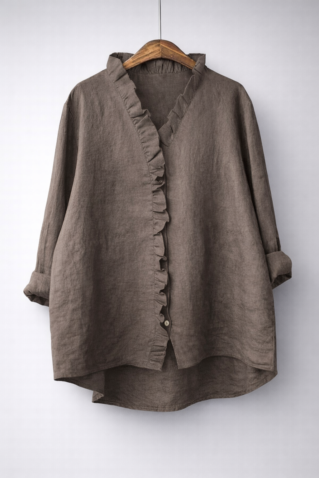 Sanelle | Elegant Ruffled Shirt in Cotton and Linen