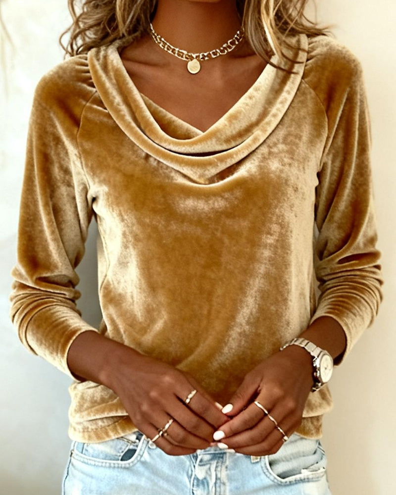 Taylor | Luxurious Velvet Drape-Neck Top
